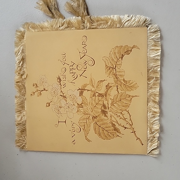 Antique Chromolithograph Silk Fringe New Year Card- L. Prang & Co. 1883 - Picture 2 of 7